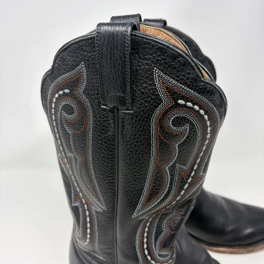 Ariat Black Western Cowboy Boots with Brown Accents - Picture 4 of 11